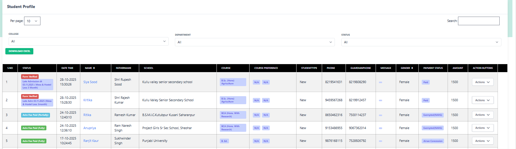 Concession List View