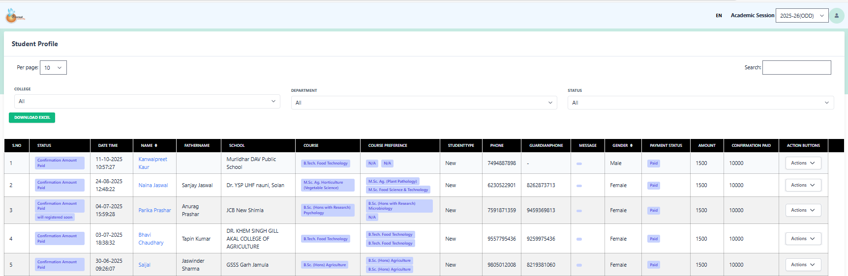 Confirmation Fee Paid List
